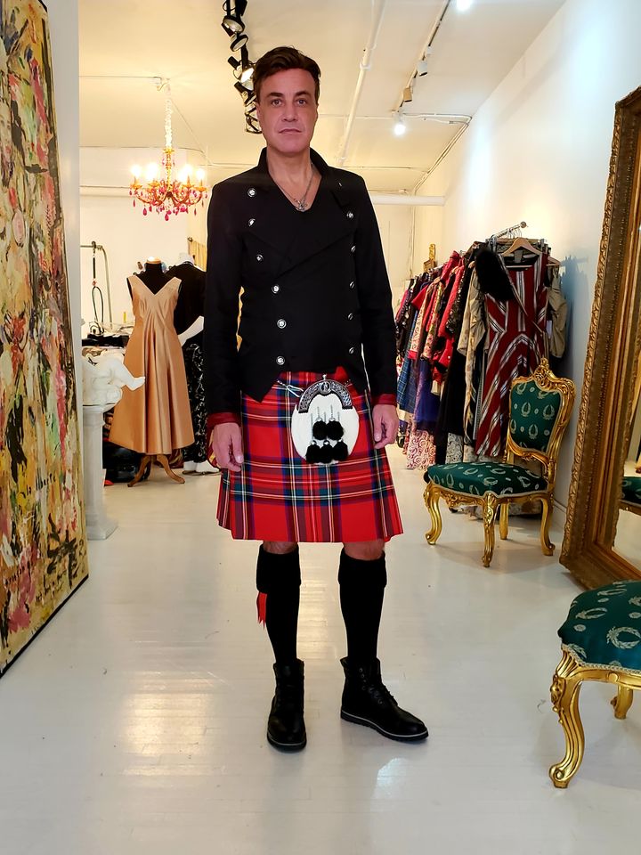 Kilt/jupe Vintage écossais Kinloch Anderson En Laine Pure - Taille 43 Marron à Carreaux - Occasion