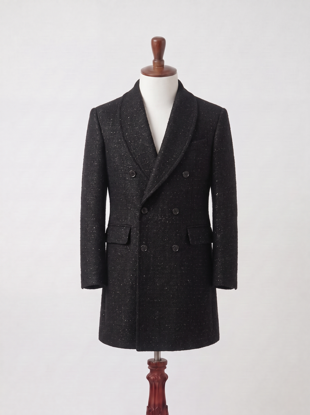 Manteau Croisé Noir Scintillant