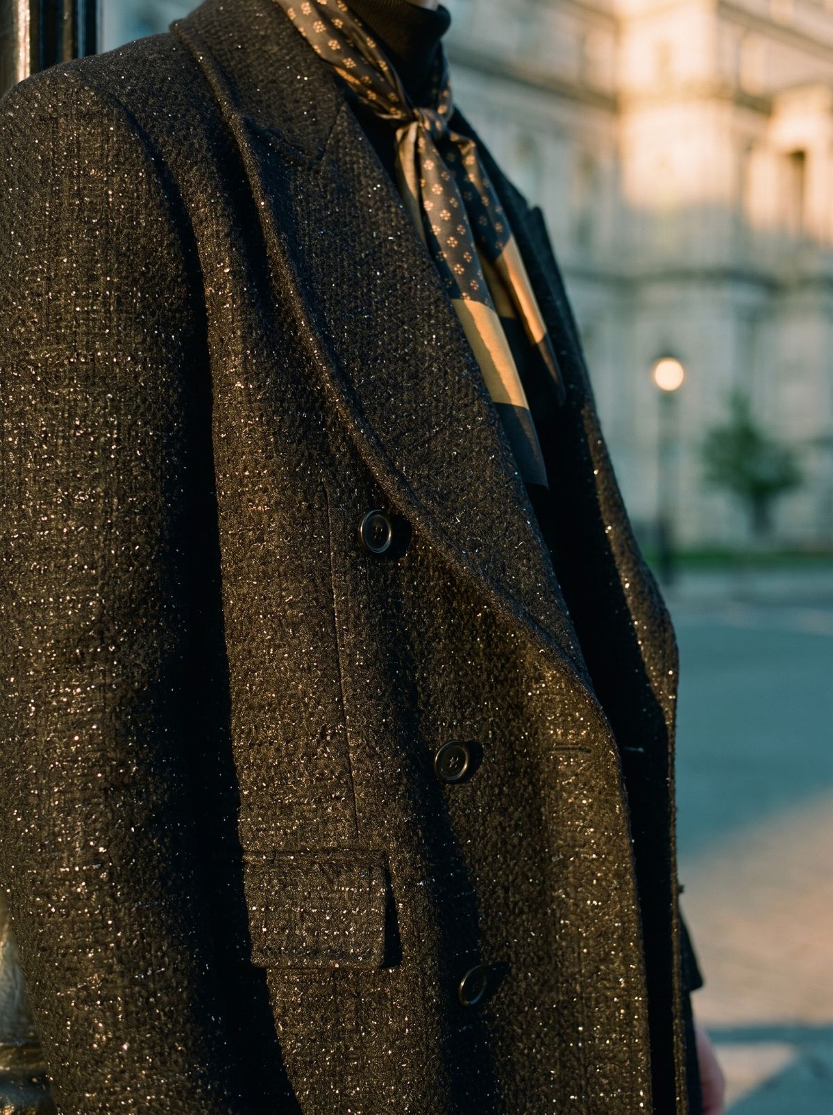 Manteau Croisé Noir Scintillant