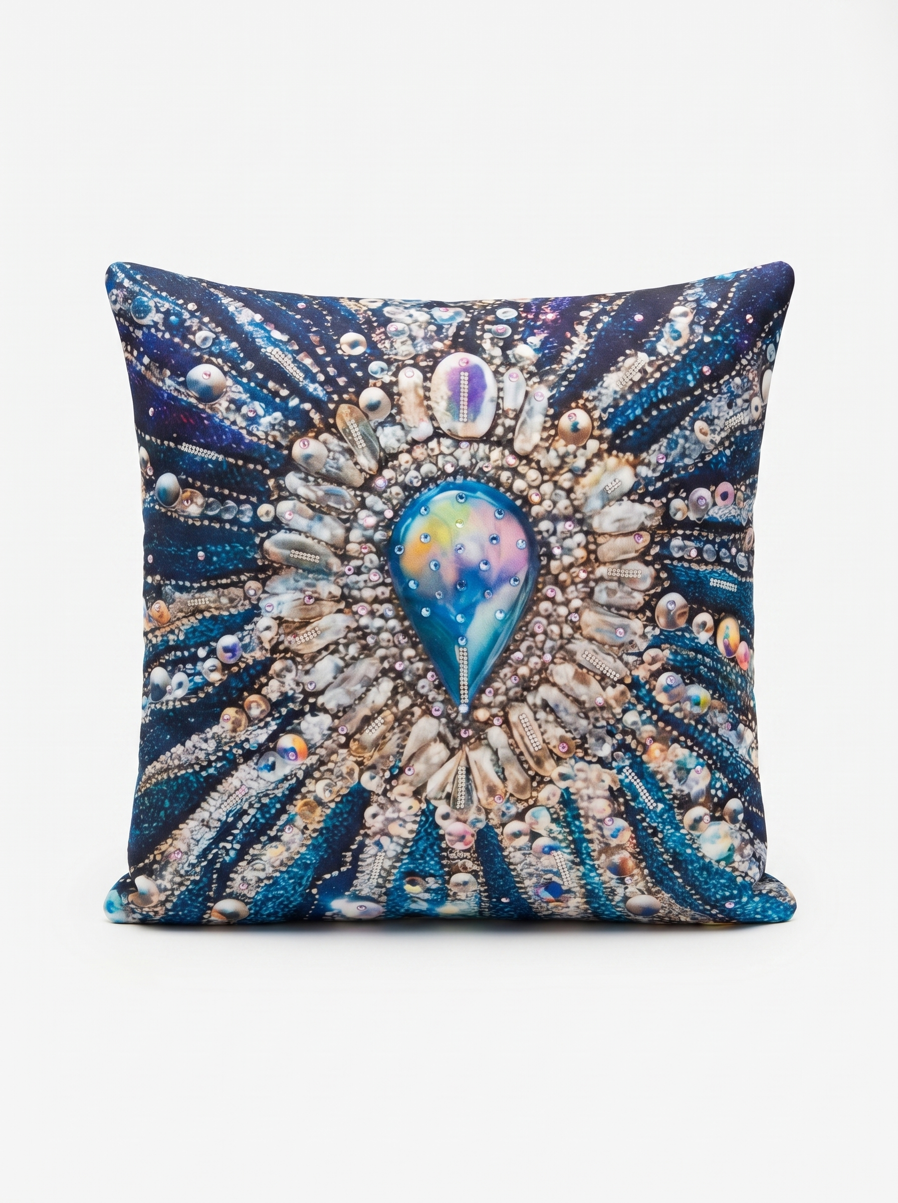 Coussin bleu galaxie orné de cristaux Swarovski