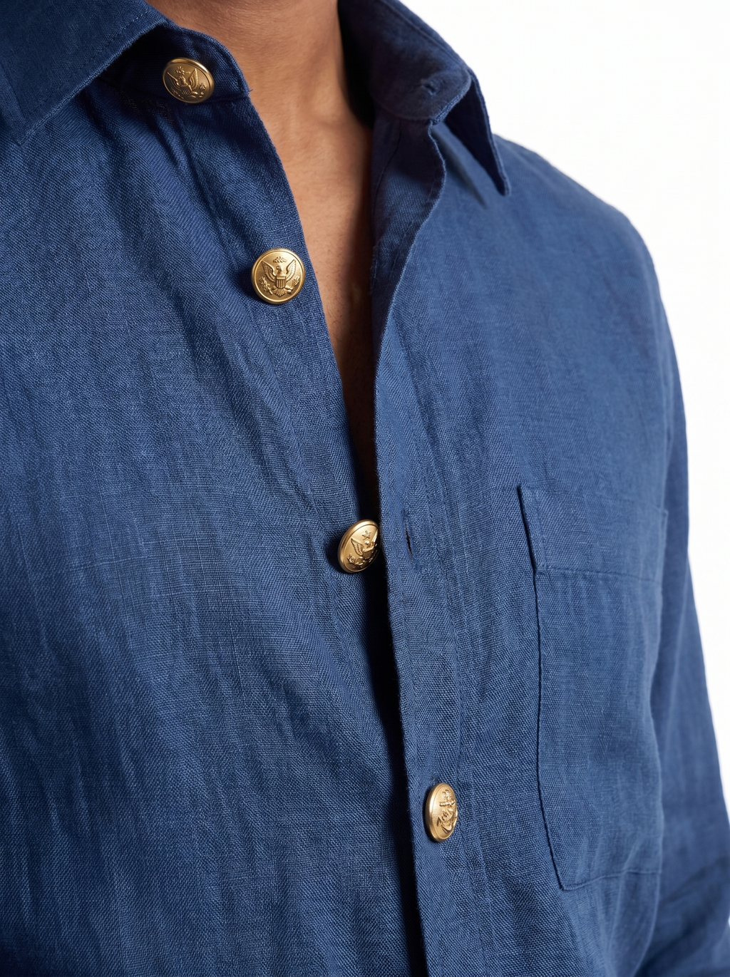 Chemise en lin bleu