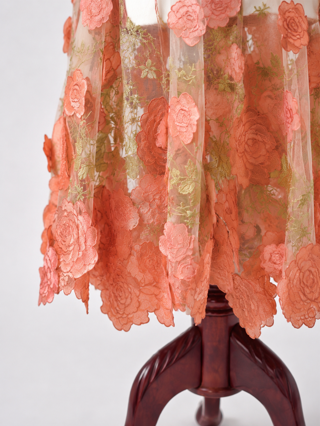 Robe florale corail en transparence