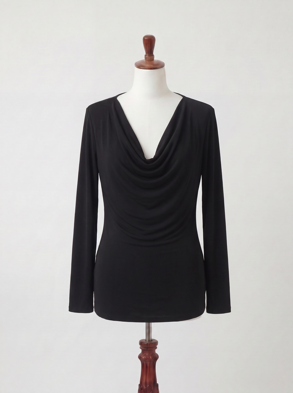 Pull col drapé manches longues Basique Chic