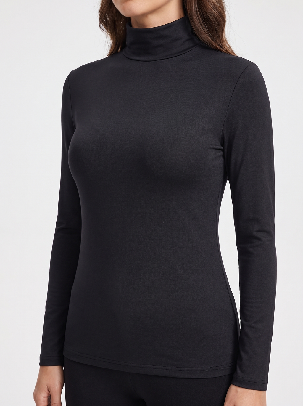 T-shirt manches longues Basique Chic à col roulé