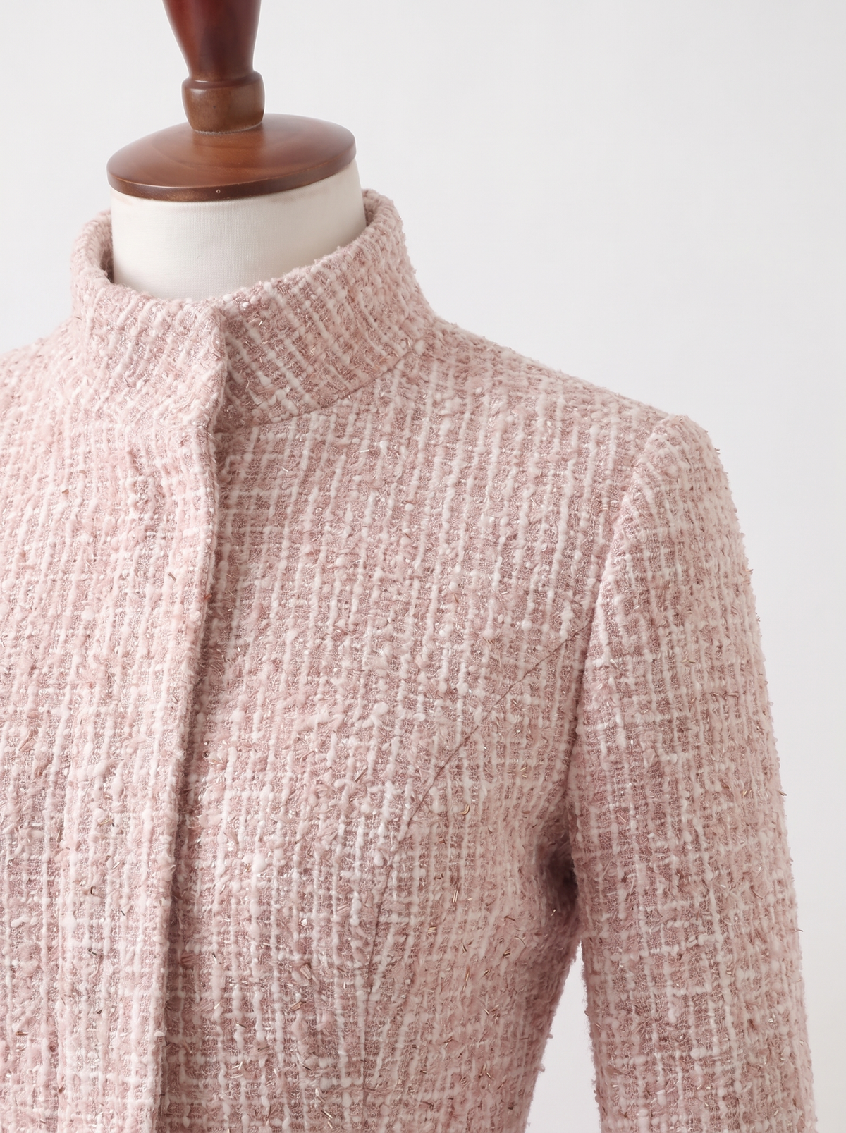 Robe-manteau rose poudré col montant