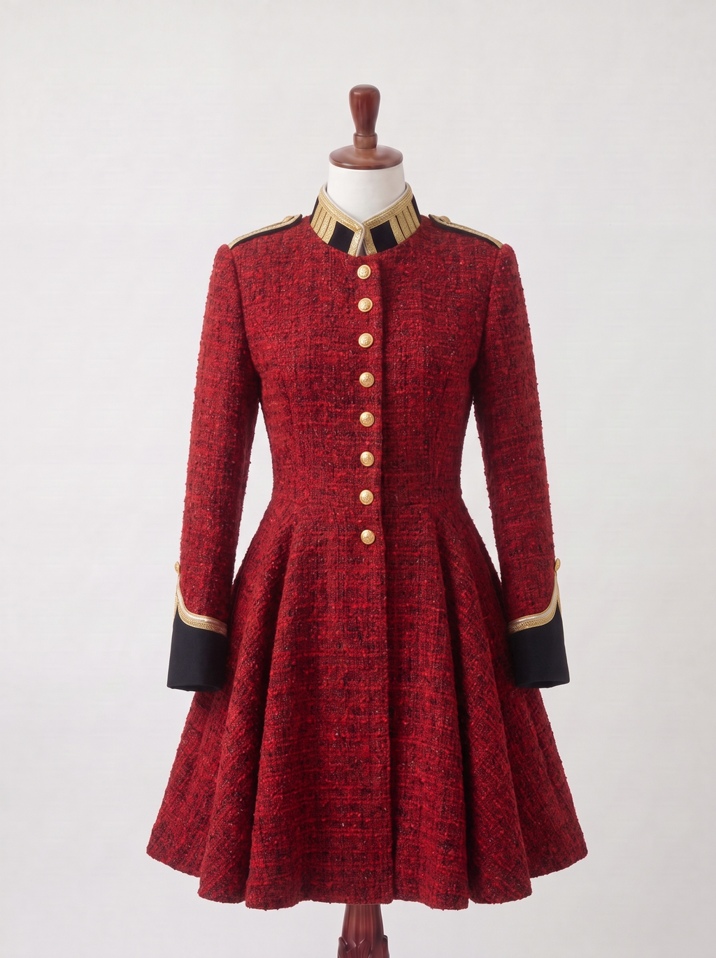 Robe-manteau rouge style militaire