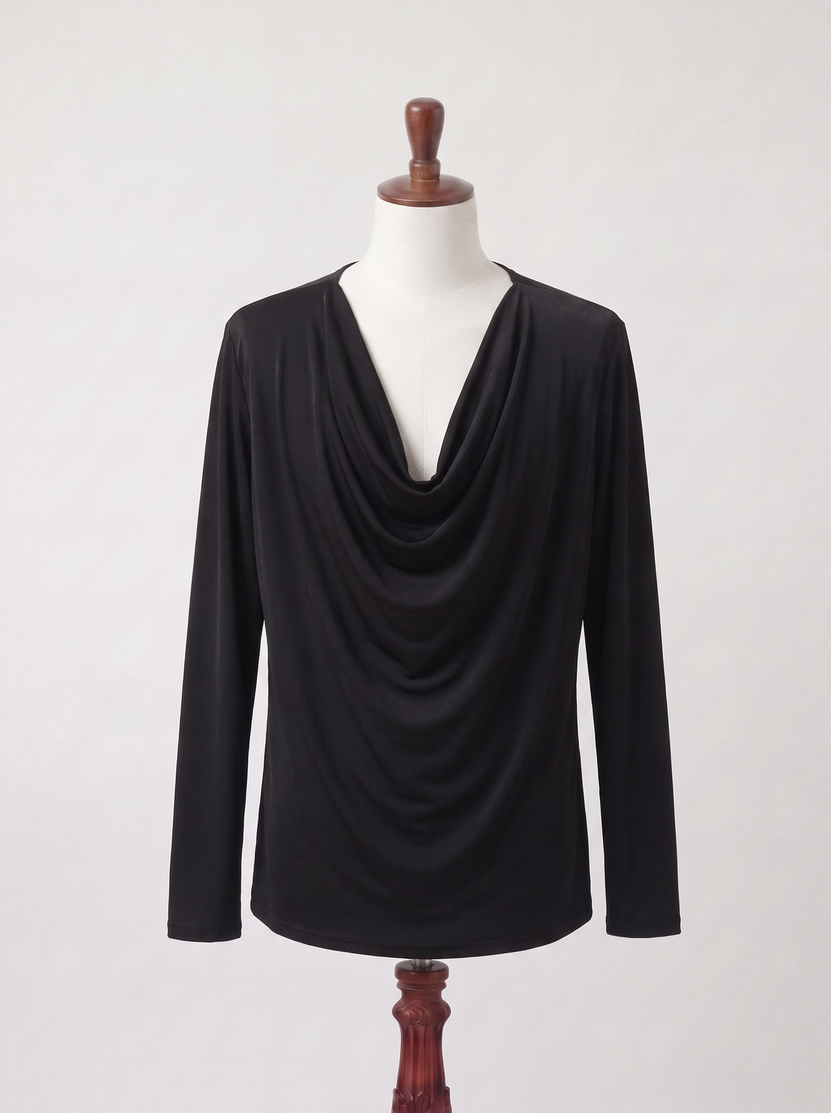 T-shirt manches longues Basique Chic à col drapé