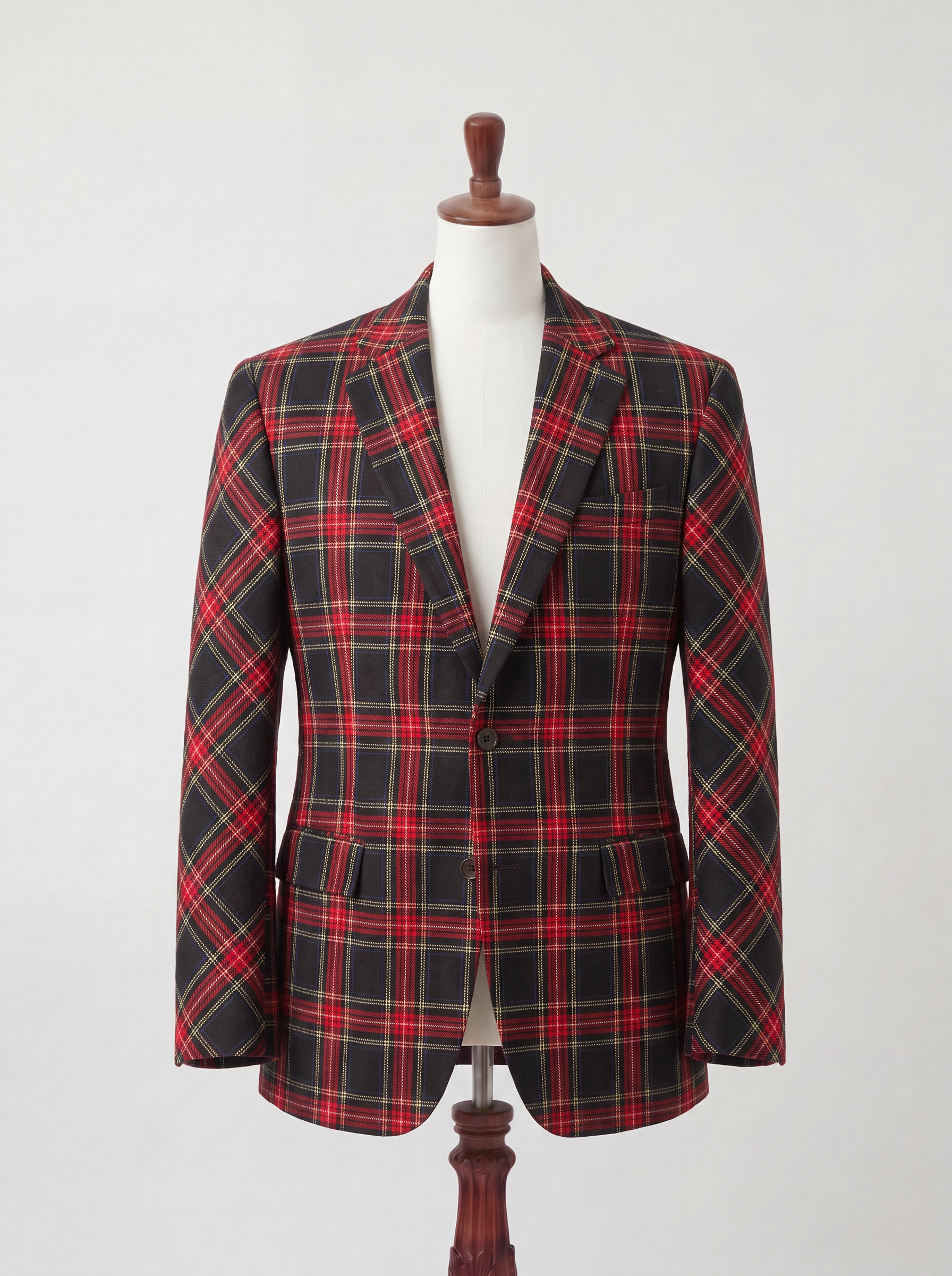 Veston à tartan noir et rouge