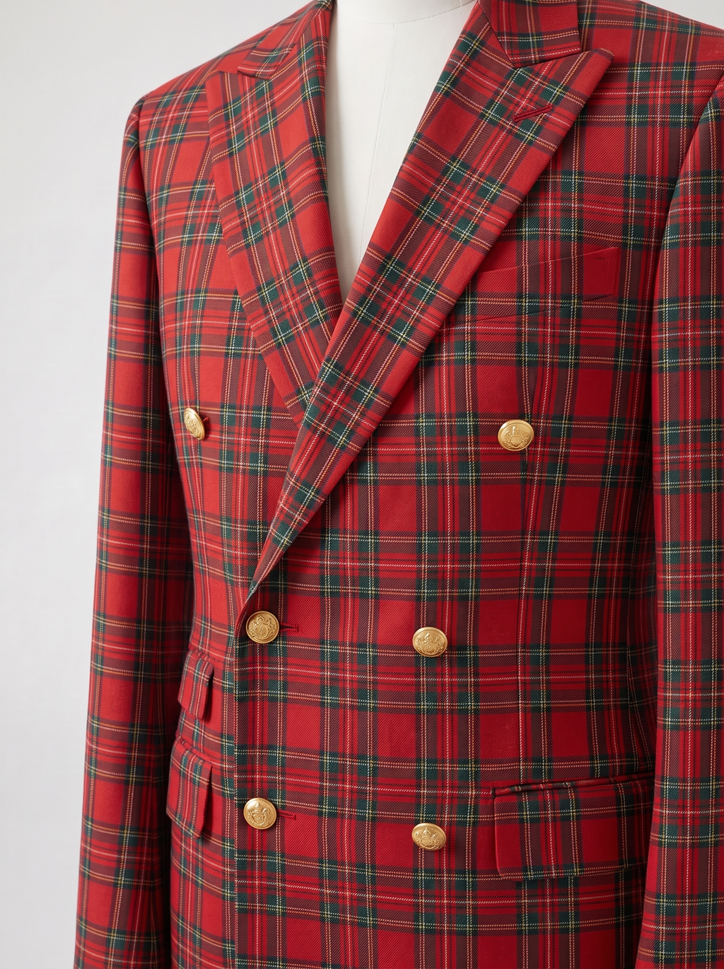 Veston écossais tartan rouge croisé