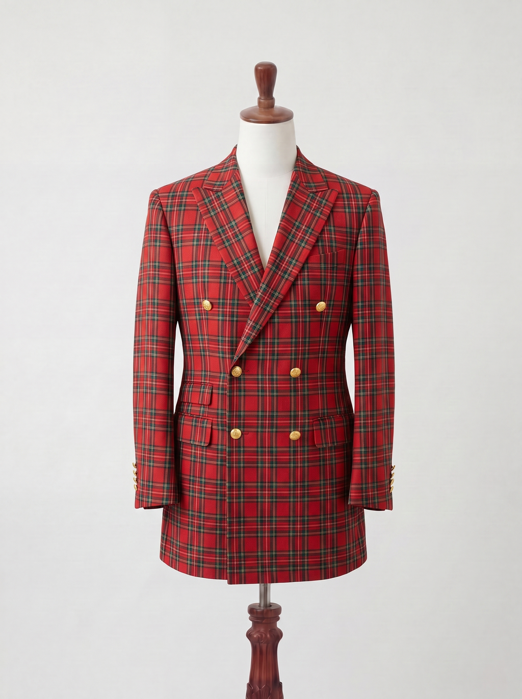 Veston écossais tartan rouge croisé