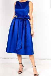 Robe Paris inspiration New-Look hommage à Christian Dior 1947 / satin bleu royal