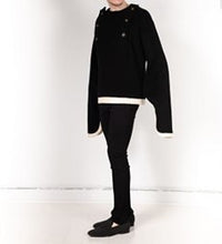 Load image into Gallery viewer, Pull manteau 100% laine style marinière Le Nelligan
