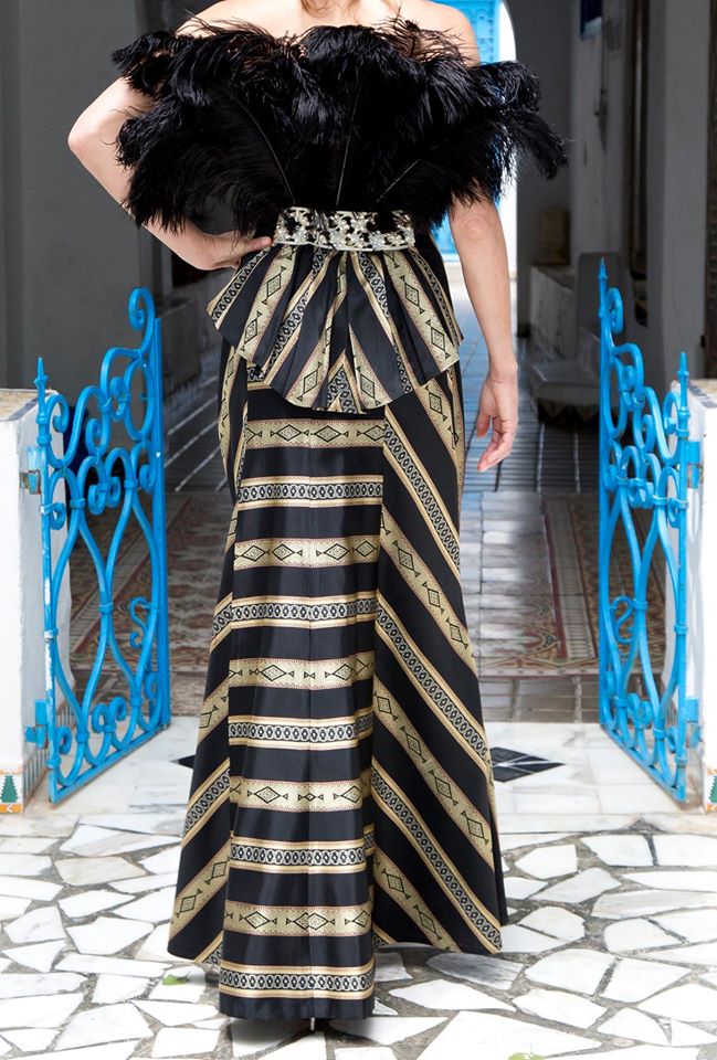 Jupe sirène Tunisie soie / viscose / fil d'or