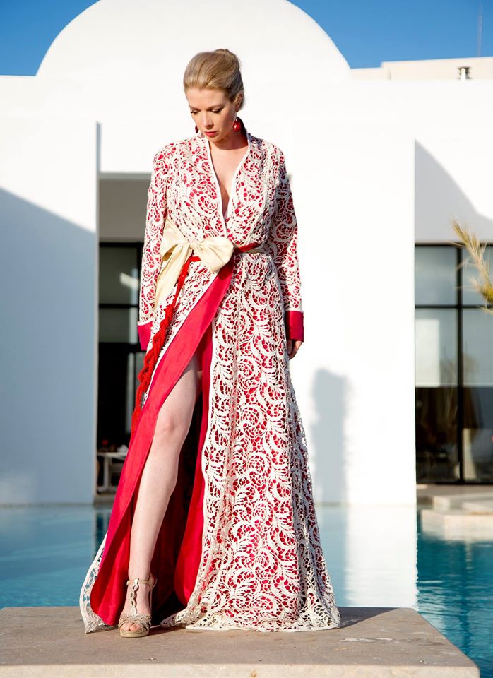 Caftan dentelle soie