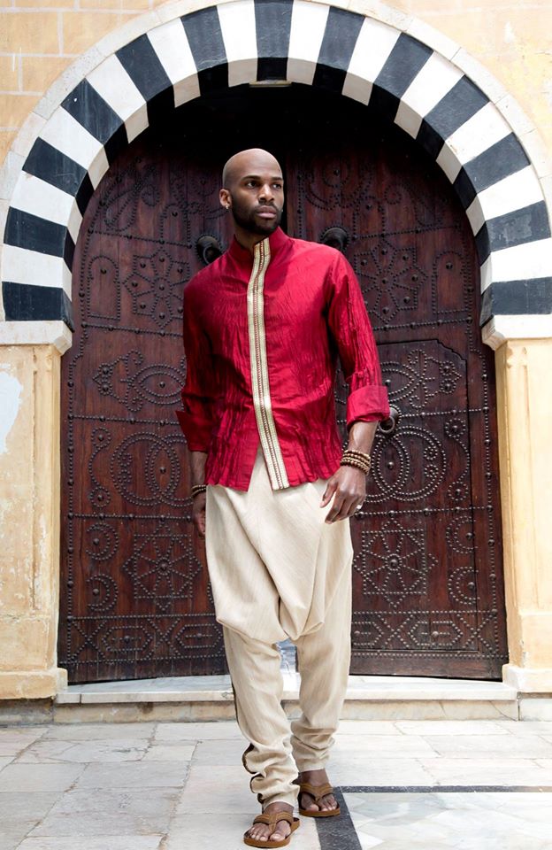 Chemise homme soie tunique Tunis 100% soie noire