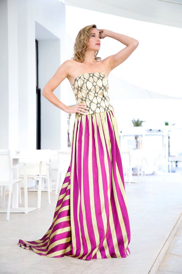 Jupe soie longue asymétrique / Tunisie / viscose , soie, fil d'or / Djerba