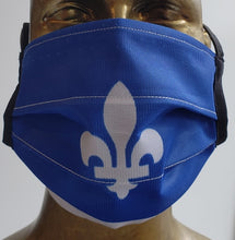 Load image into Gallery viewer, Masque style chirurgical / Drapeau Québec et denim / réversible / Saint-Jean-Baptiste
