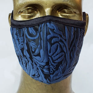 Masque Brocart / bleu & noir ou tout noir / 80% polyester 20% viscose / anatomique /