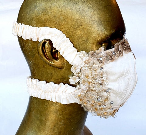 Masque voile dentelle Hommage à Catherine de Médicis / Serafino pour ENVERS / mariée / mariage / wedding / liturgie / monarchie / diamants / diamonds / or / turquoises / rubellites tourmalines  / perles / pearls / gold / tapis rouge / première / gala