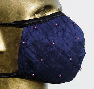 Masque Amira / style anatomique / masque 100% soie / silk mask / perles broderie / pearls embroidery