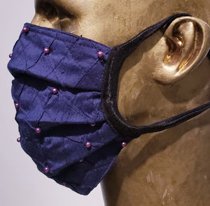 Masque Amira / style chirurgical / masque 100% soie / silk mask / perles broderie / pearls embroidery
