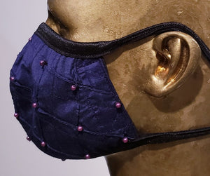 Masque Amira / style anatomique / masque 100% soie / silk mask / perles broderie / pearls embroidery