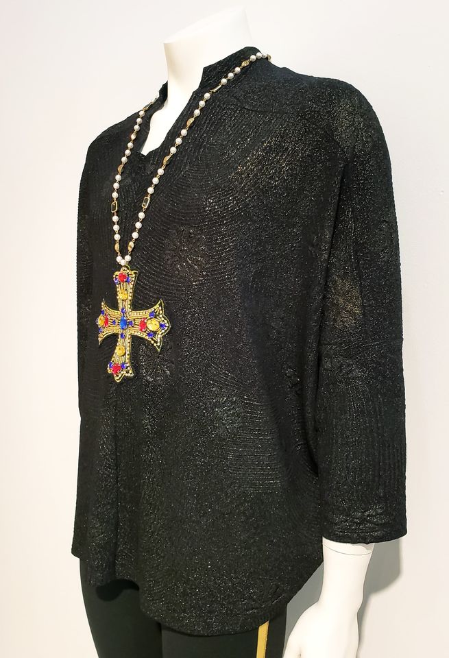 Tunique Romanesque / croix brodée / chevalier / pull gold et noir / taille unique / one size tunique / cross embroidery / unisexe